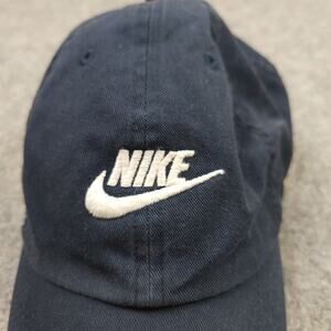 Nike Hat Cap Strap Back Blue White Swoosh Logo Cotton Athletic Mens